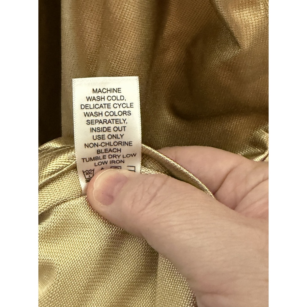 Roaman's Metallic Gold Top Women 3X Gold Excellent Short Sleeve Keyhole Tunic - Picture 5 of 5